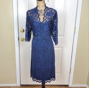 Karen kane Plus Size V-Neck Scallop Lace Dress